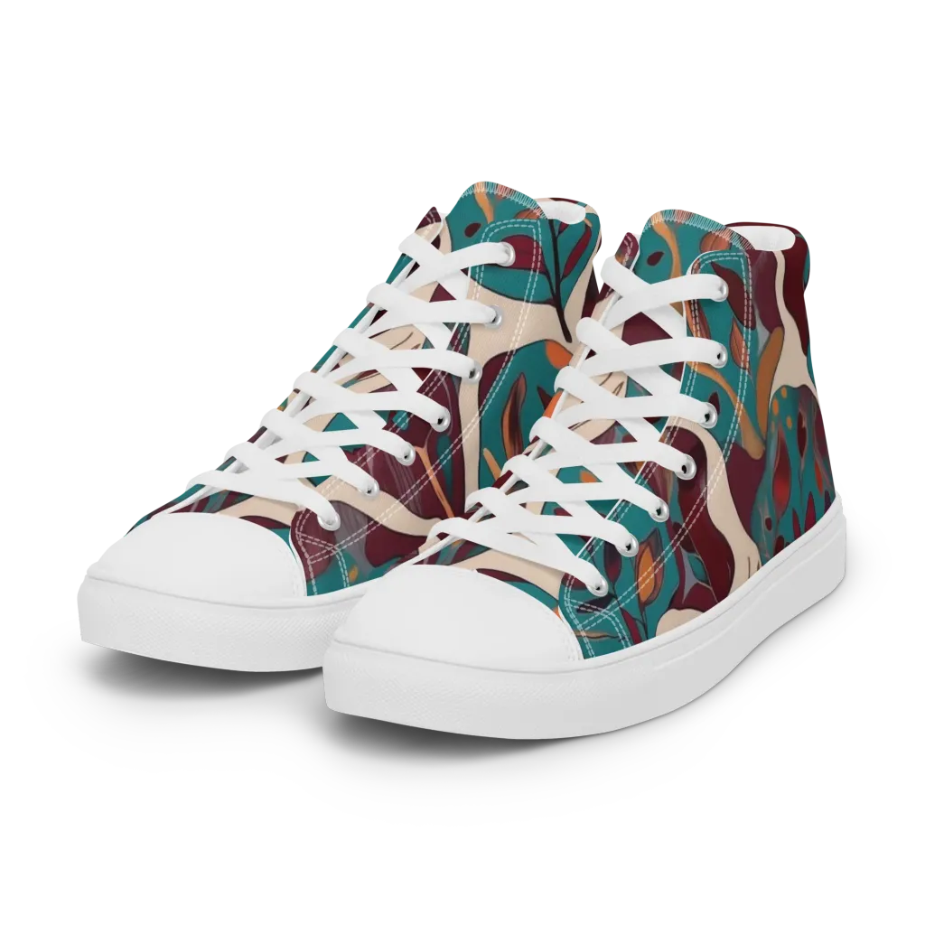 Ember Vine on Women's High Top Canvas Shoes — Left Front