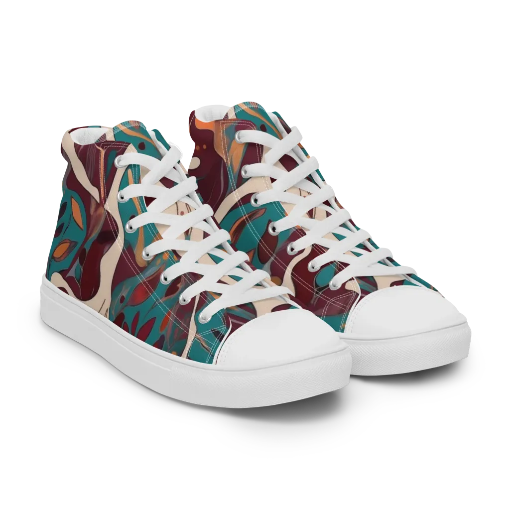 Ember Vine on Women's High Top Canvas Shoes — Right Front