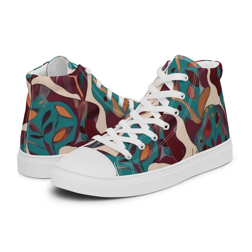 Ember Vine on Women's High Top Canvas Shoes — Left