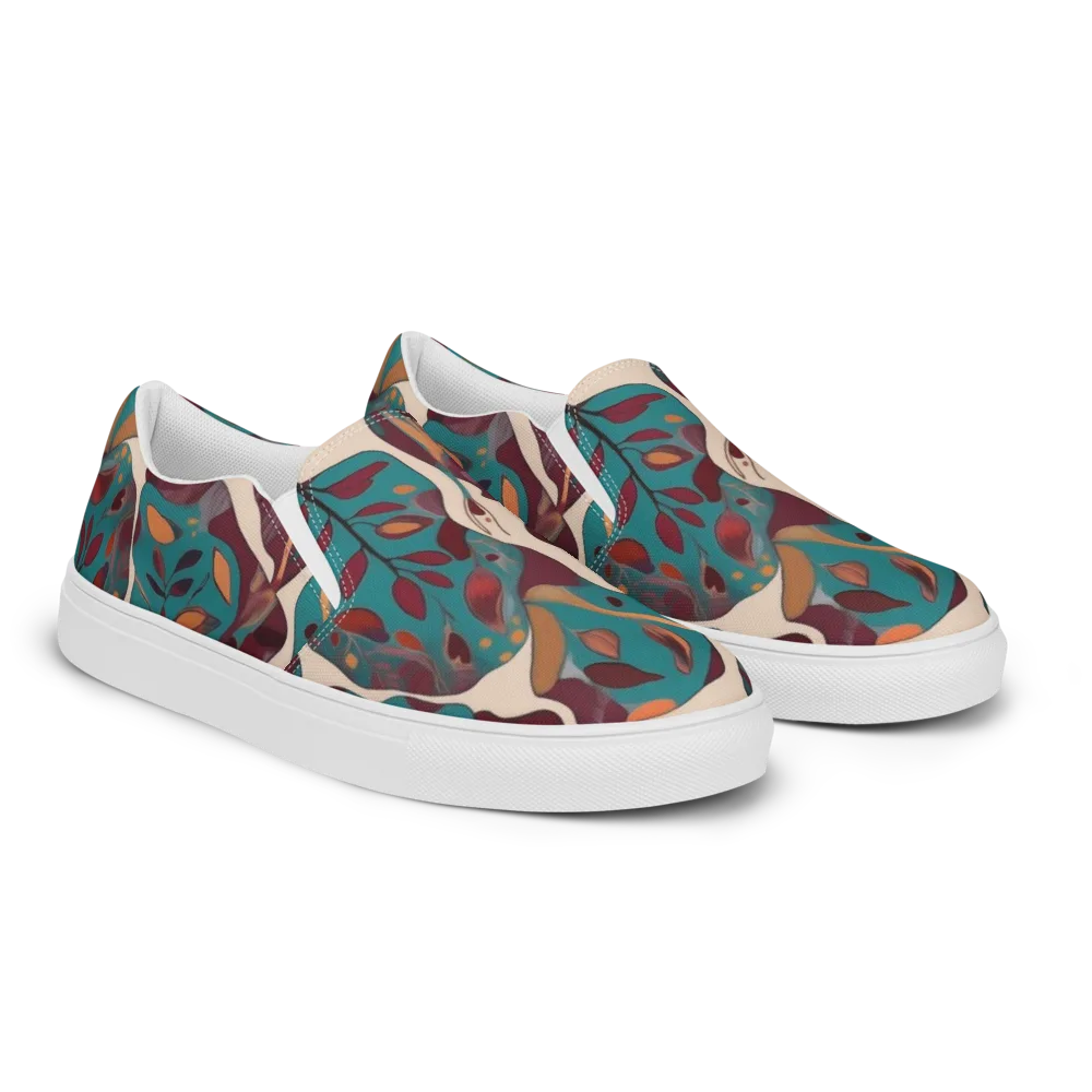 Ember Vine on Men's Slip-On Canvas Shoes — Right Front