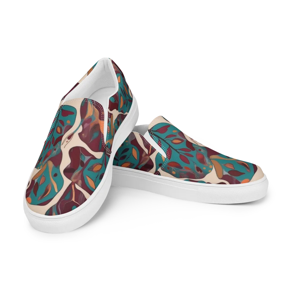 Ember Vine on Men's Slip-On Canvas Shoes — Left Front