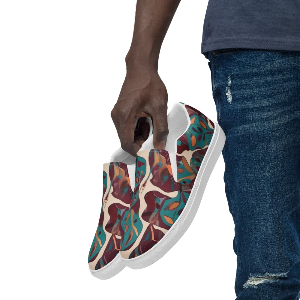 Ember Vine on Men's Slip-On Canvas Shoes — Left Front