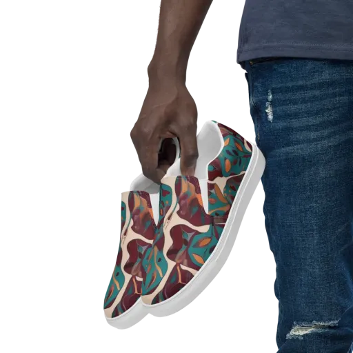 Ember Vine on a Men's Slip-On Canvas Shoes