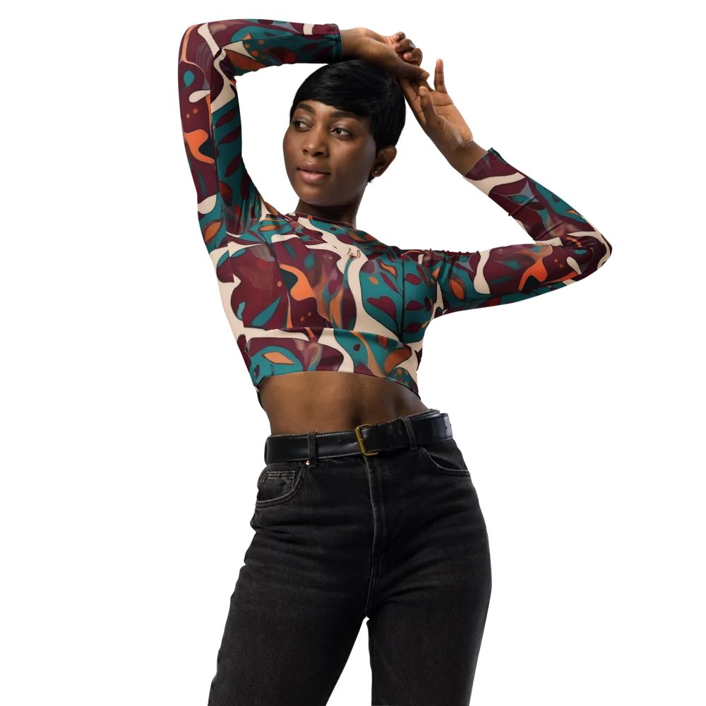 Ember Vine on Long Sleeve Crop Top — Front