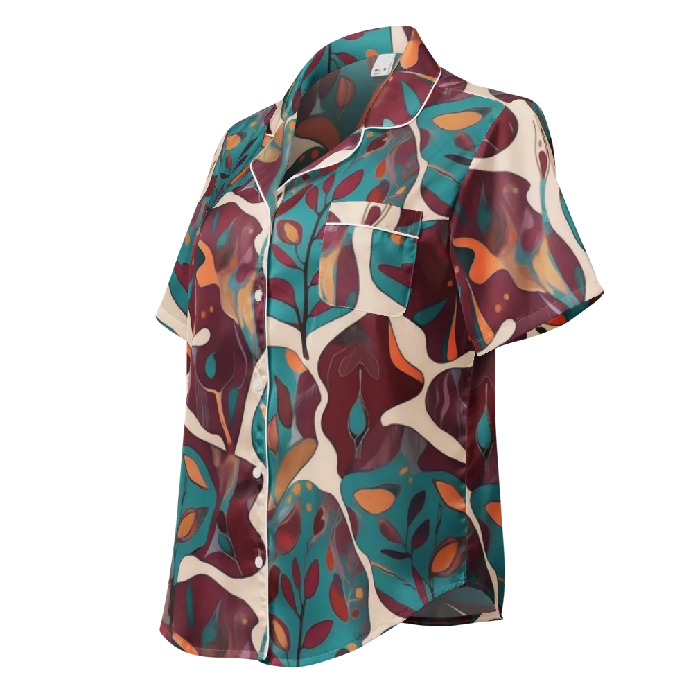 Ember Vine on Women's Short Sleeve Pajama Top — Left Front