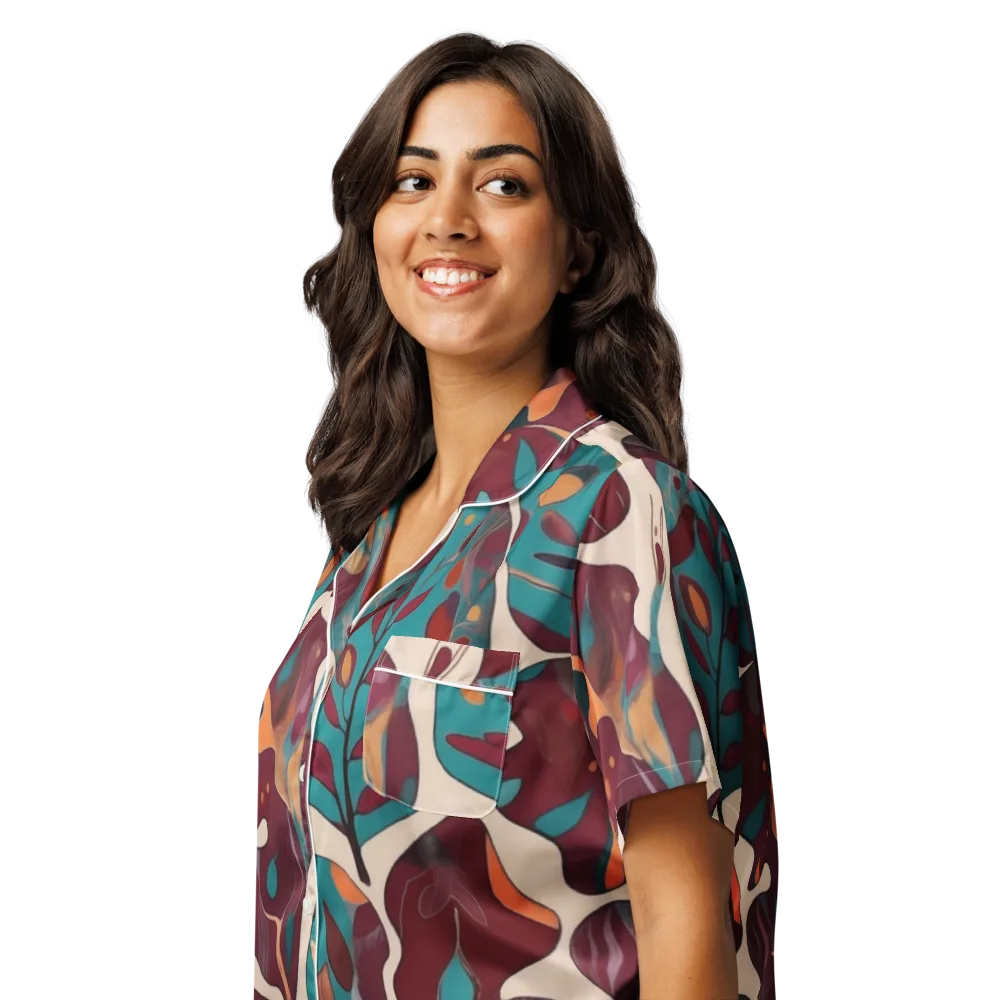 Ember Vine on Women's Short Sleeve Pajama Top — Left Front
