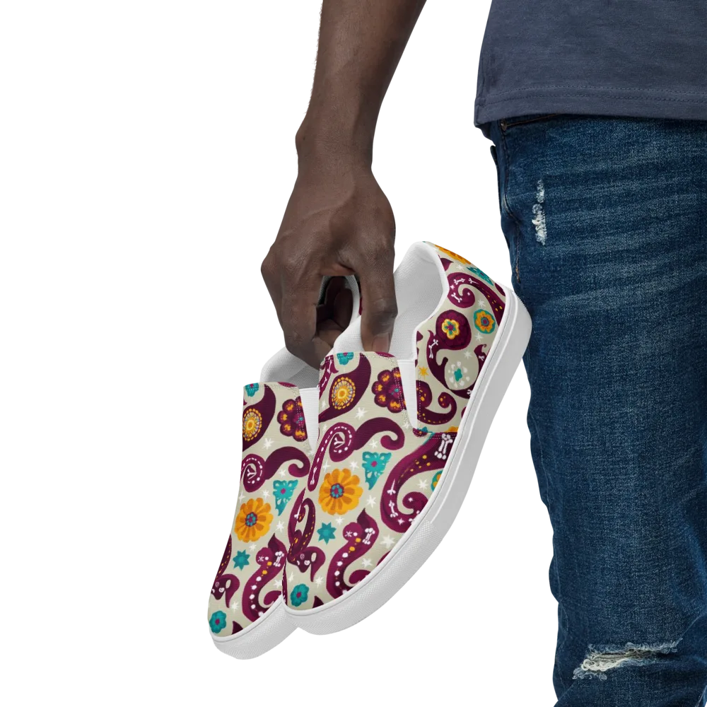 Morbida Botanica on Men's Slip-On Canvas Shoes — Left Front