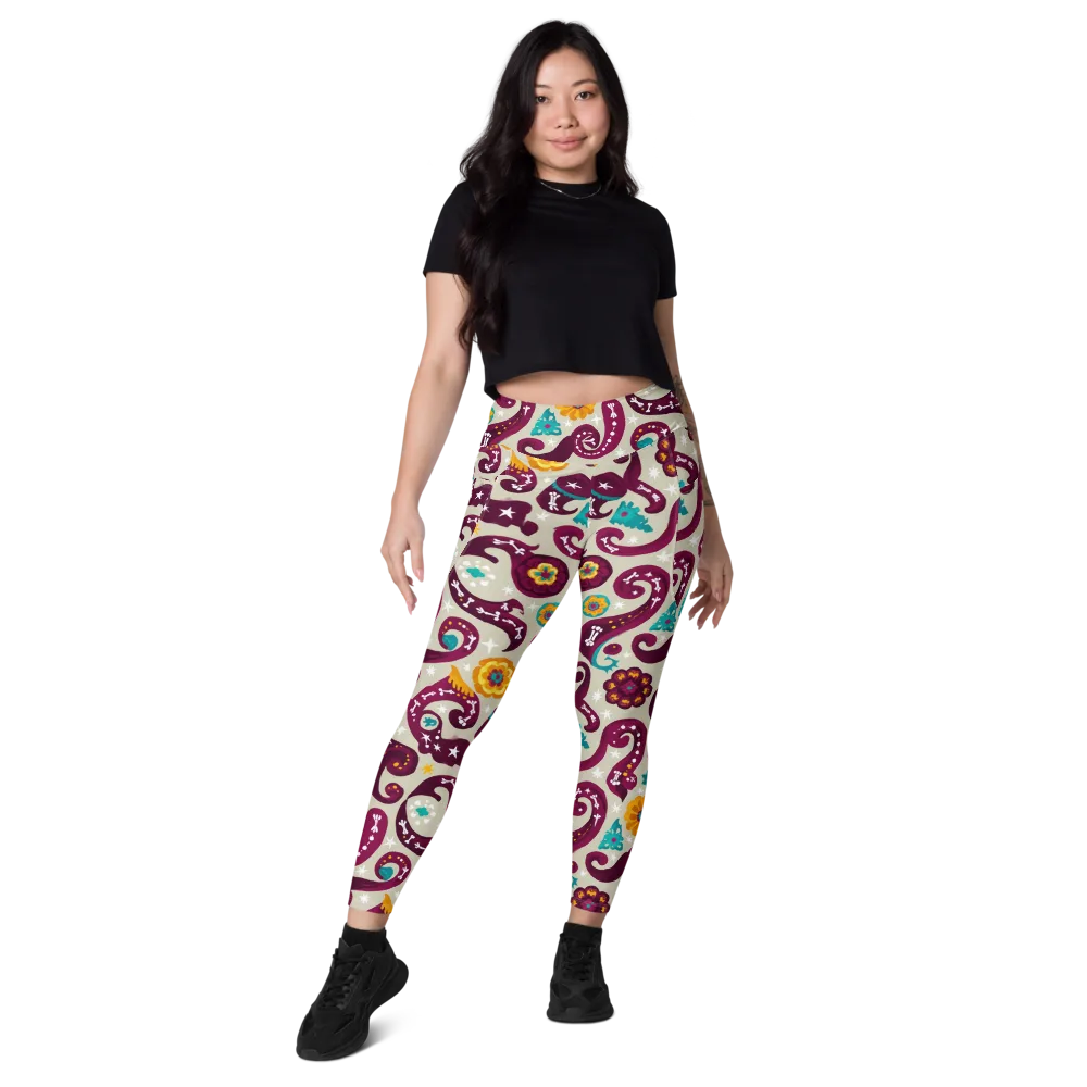 Morbida Botanica on Leggings with Pockets — Front