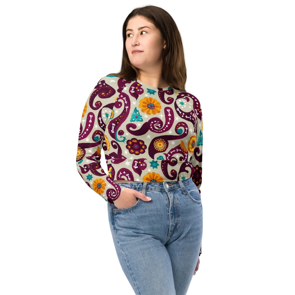 Morbida Botanica on Long Sleeve Crop Top — Front