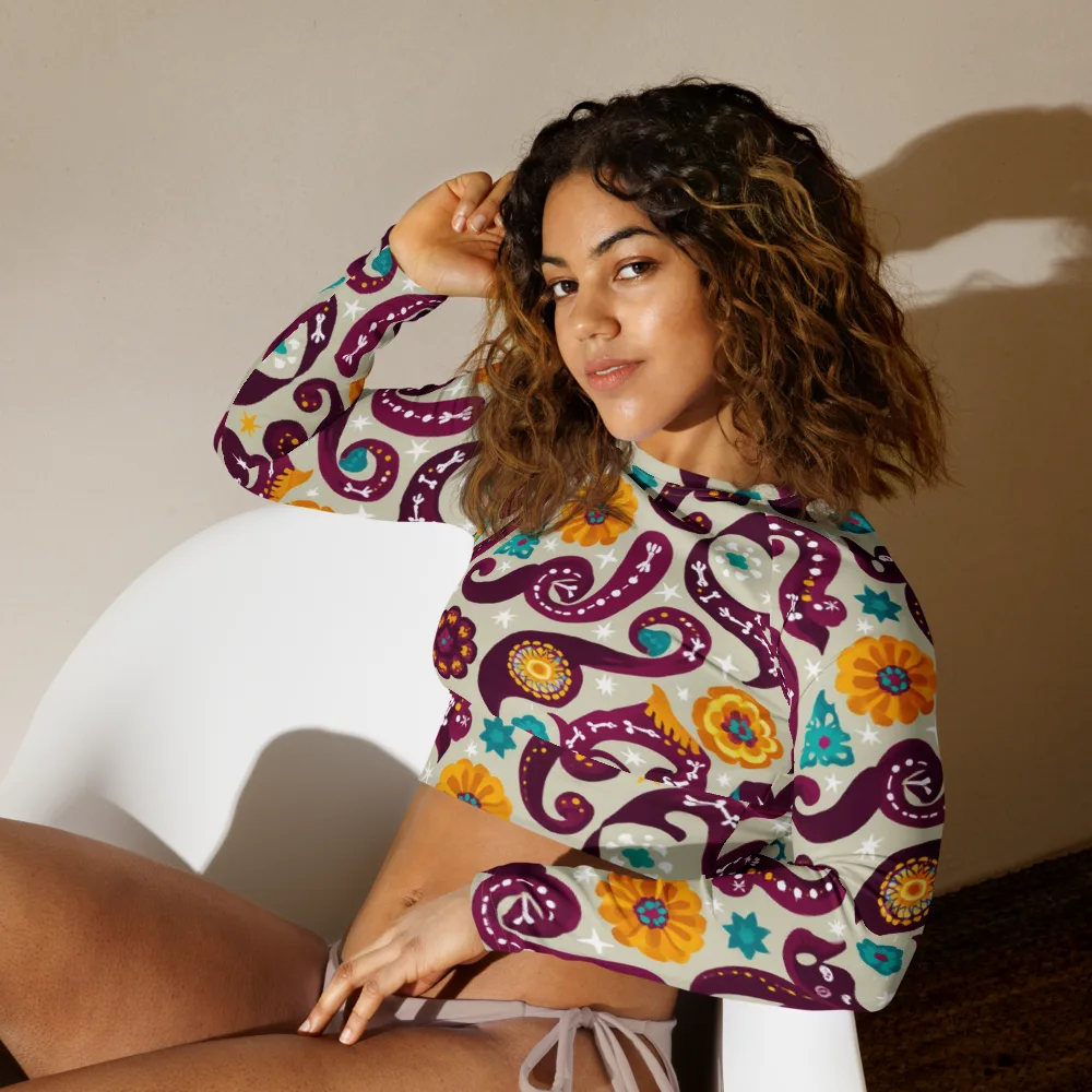 Morbida Botanica on Long Sleeve Crop Top — Left Front
