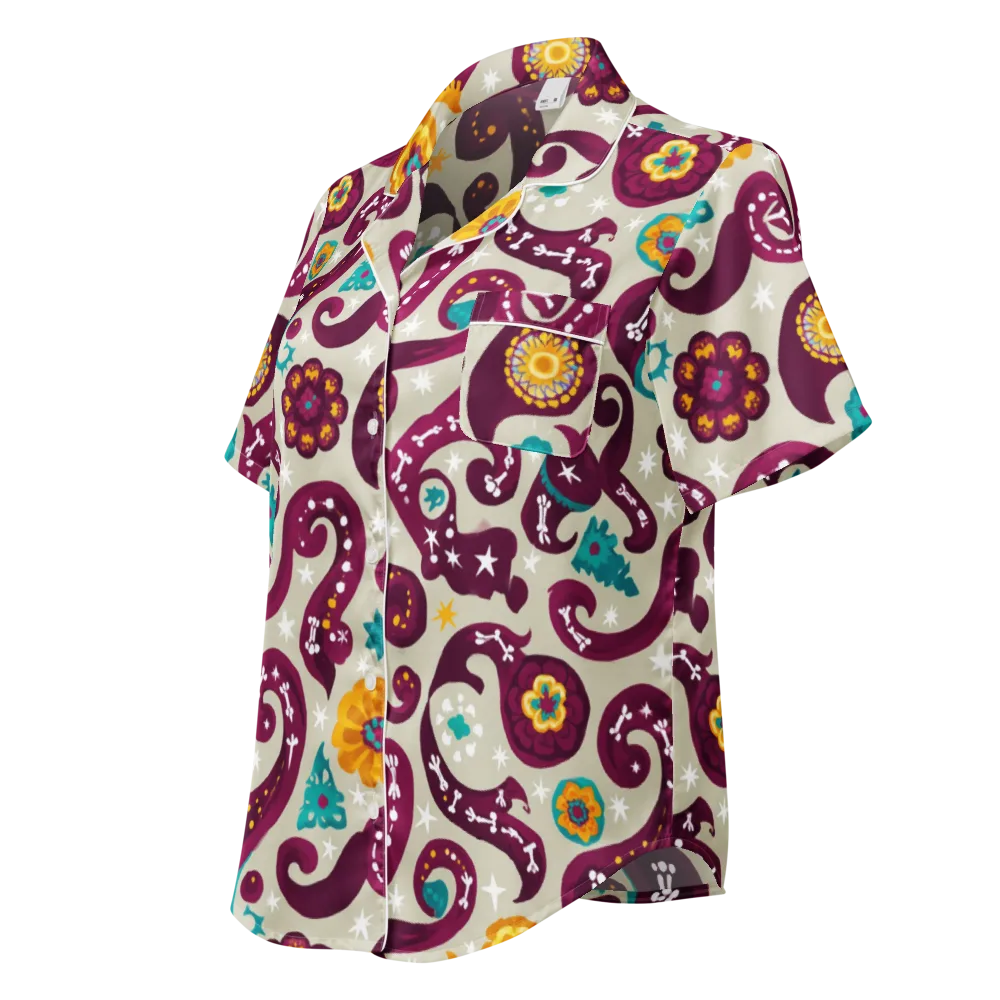 Morbida Botanica on Women's Short Sleeve Pajama Top — Left Front