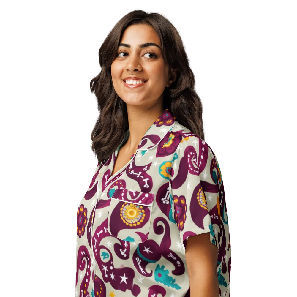 Morbida Botanica on Women's Short Sleeve Pajama Top — Left Front