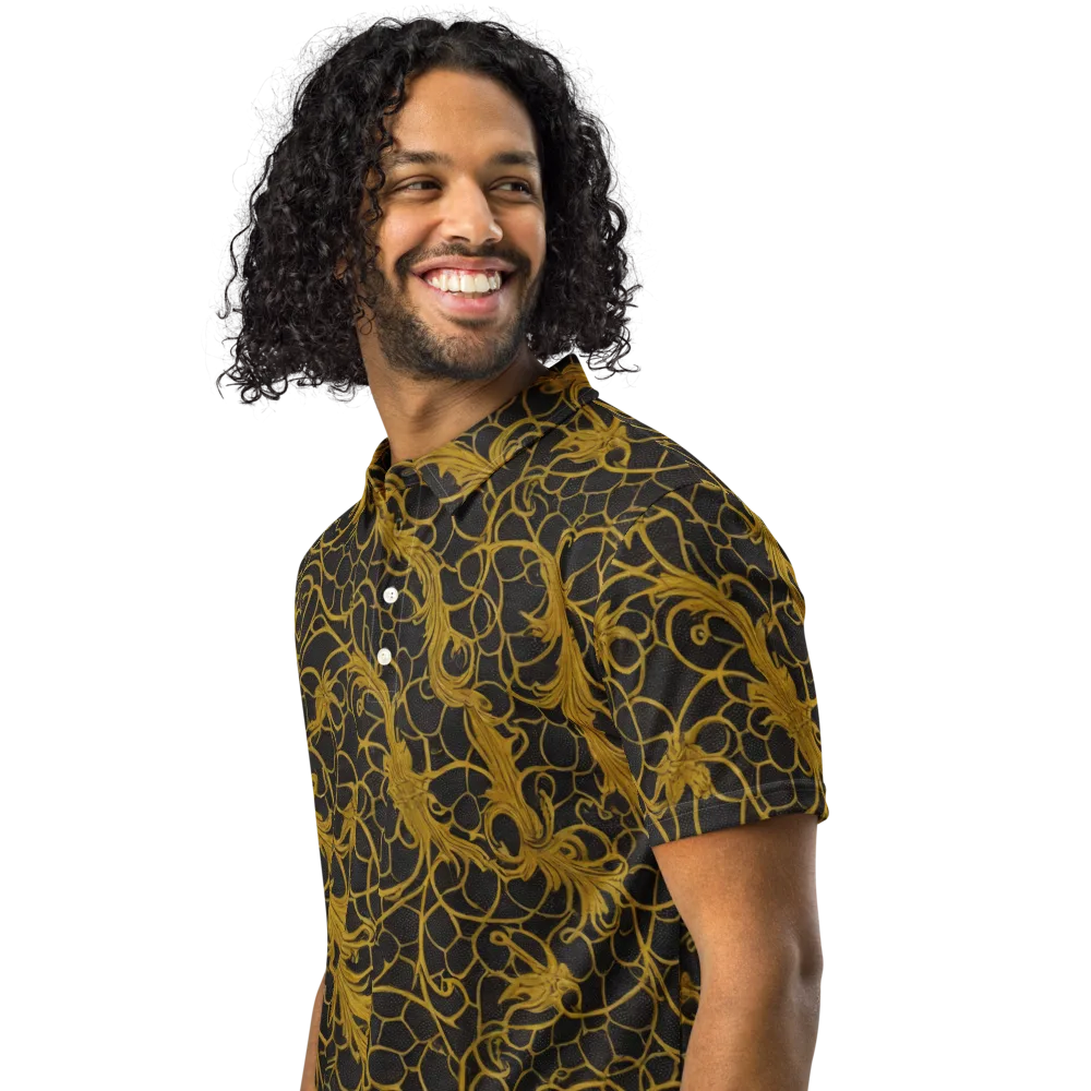 Gilded Acanthus on Men's Slim Fit Polo Shirt — Left Front