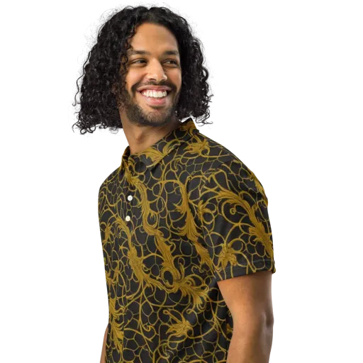 Gilded Acanthus on a Men's Slim Fit Polo Shirt