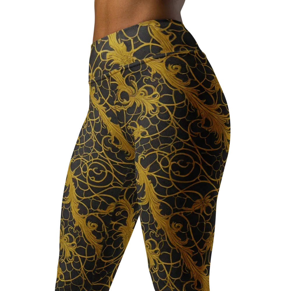 Gilded Acanthus on Yoga Leggings — Left Front