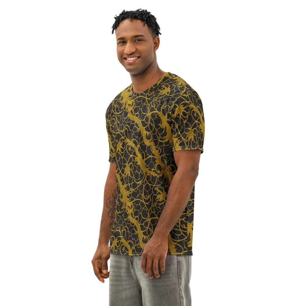 Gilded Acanthus on Men's Cotton Crew Neck T-Shirt — Left Front
