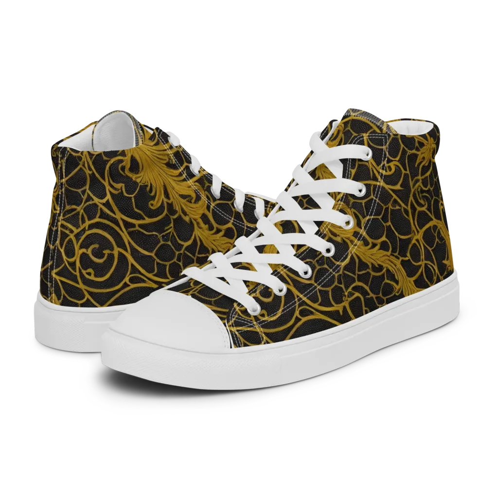 Gilded Acanthus on Men's High Top Canvas Shoes — Left