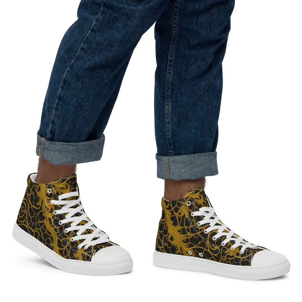 Gilded Acanthus on Men's High Top Canvas Shoes — Right
