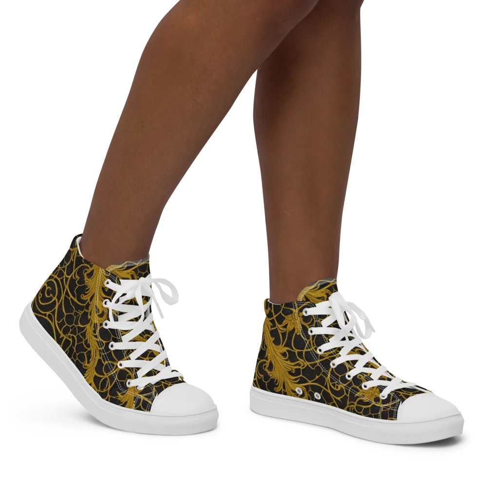 Gilded Acanthus on Women's High Top Canvas Shoes — Right