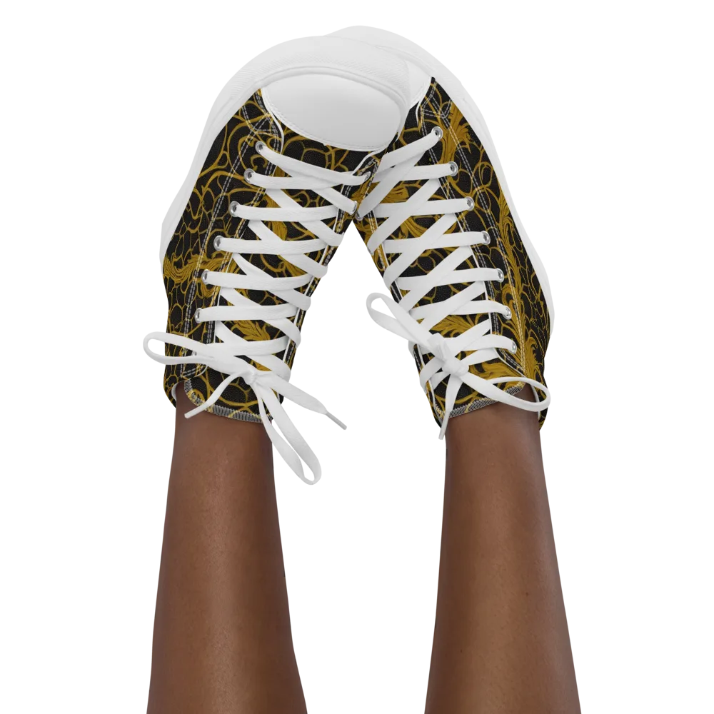 Gilded Acanthus on Women's High Top Canvas Shoes — Front