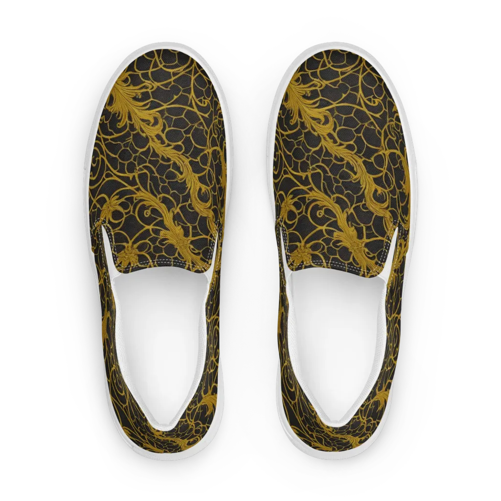 Gilded Acanthus on Men's Slip-On Canvas Shoes — Front