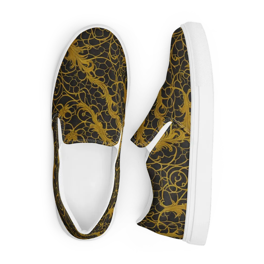 Gilded Acanthus on Men's Slip-On Canvas Shoes — Front