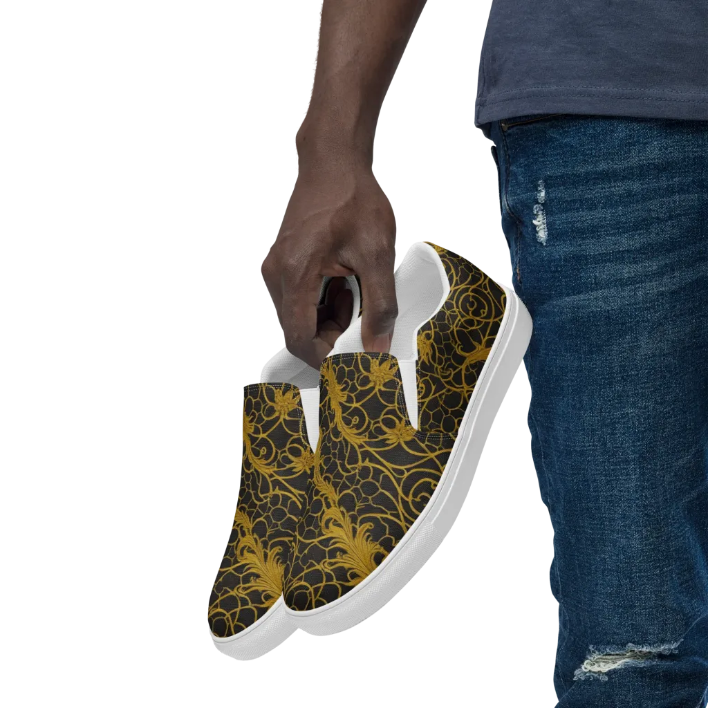 Gilded Acanthus on Men's Slip-On Canvas Shoes — Left Front