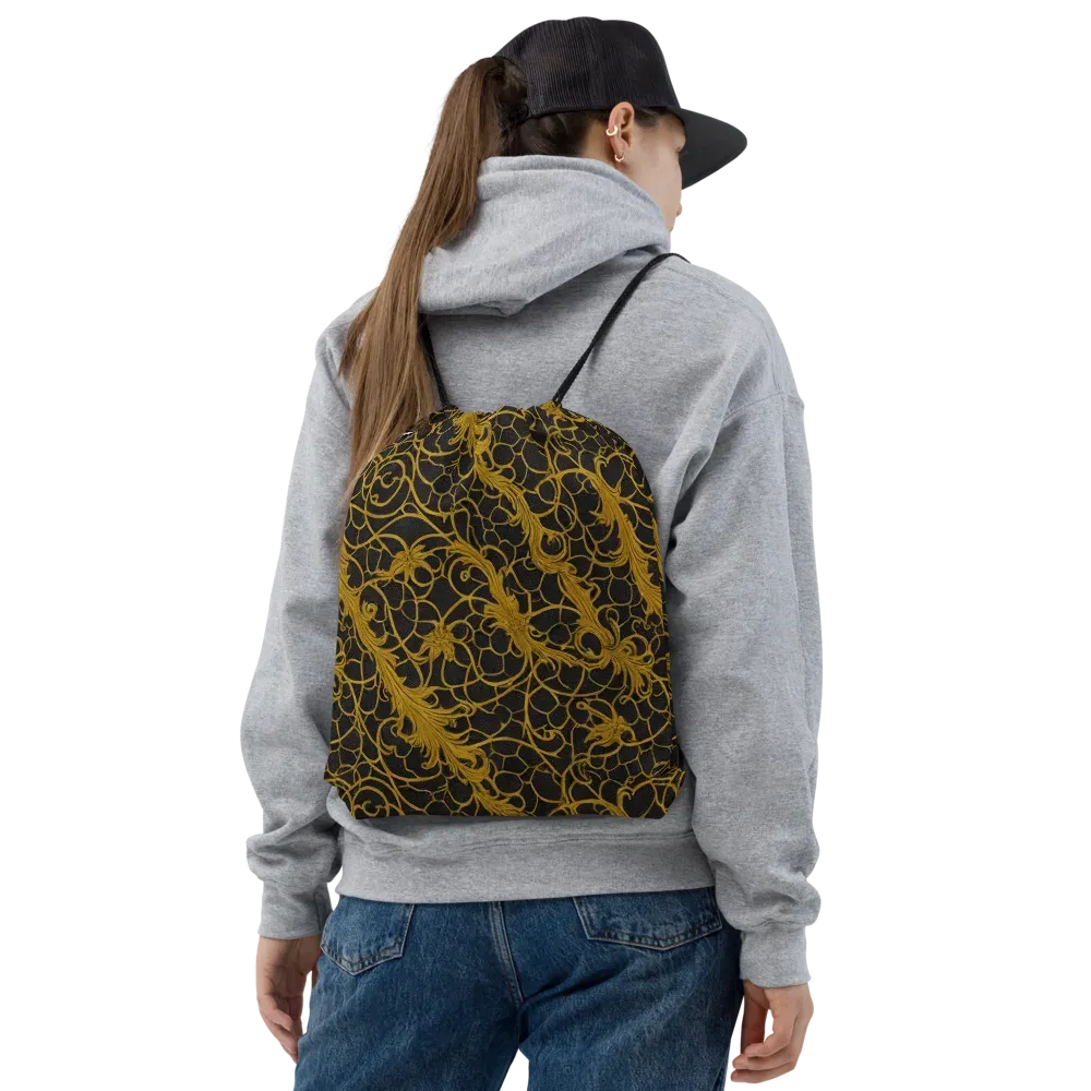 Gilded Acanthus on Drawstring Bag — Front