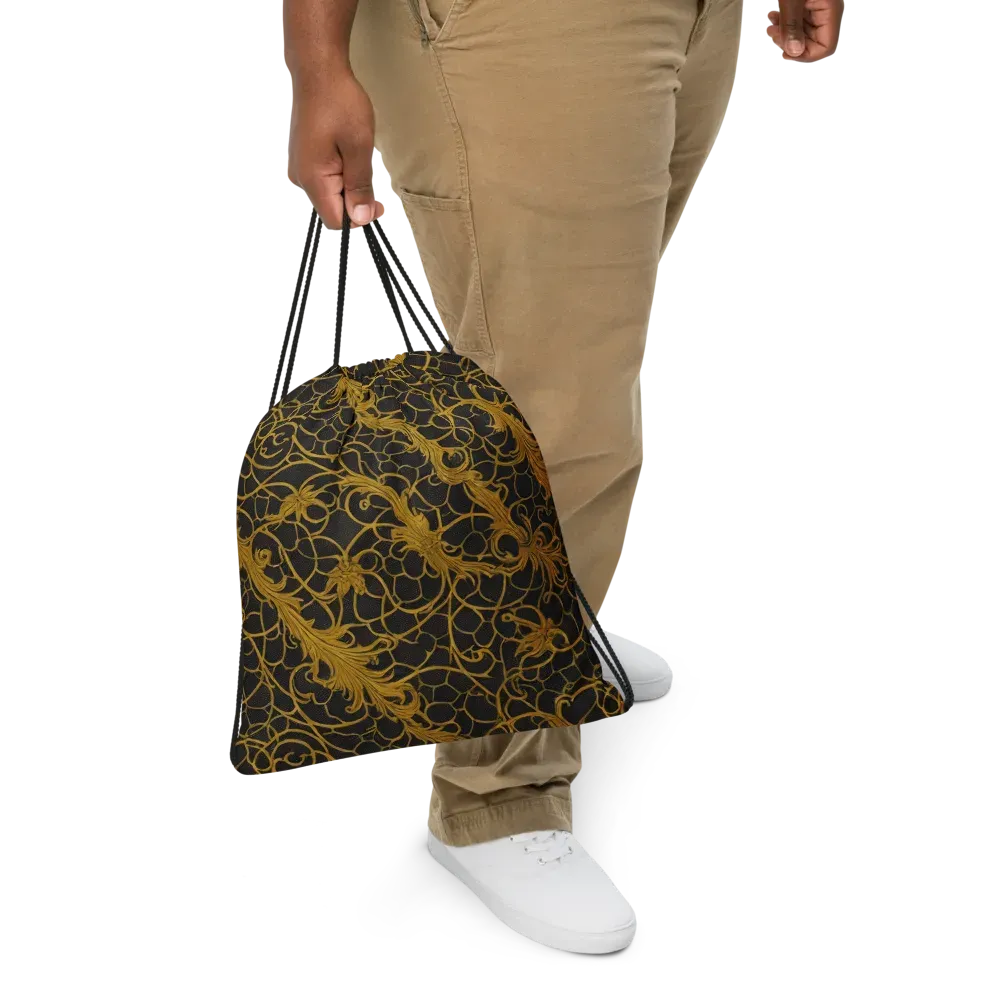 Gilded Acanthus on Drawstring Bag — Front