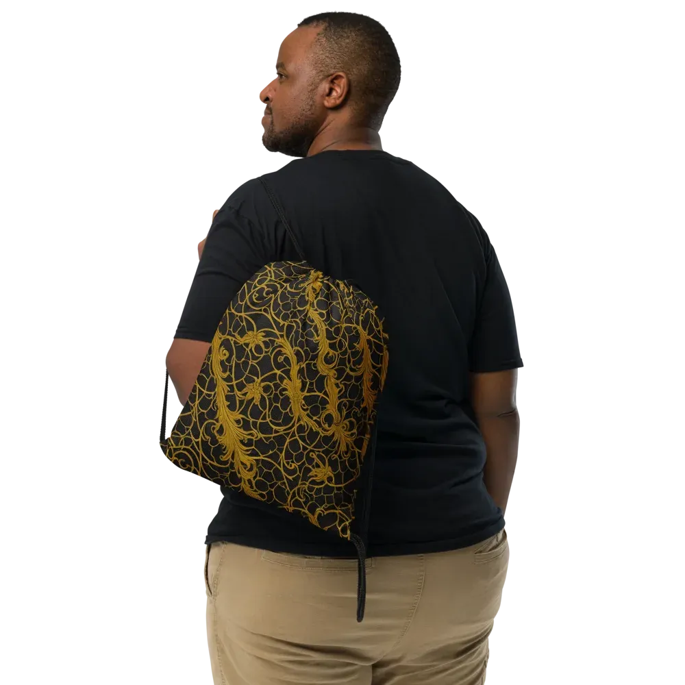 Gilded Acanthus on Drawstring Bag — Front