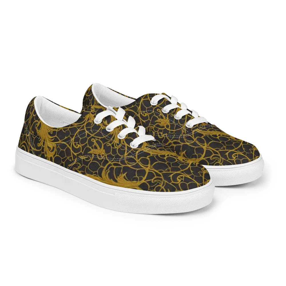 Gilded Acanthus on Men's Lace-Up Canvas Shoes — Right Front