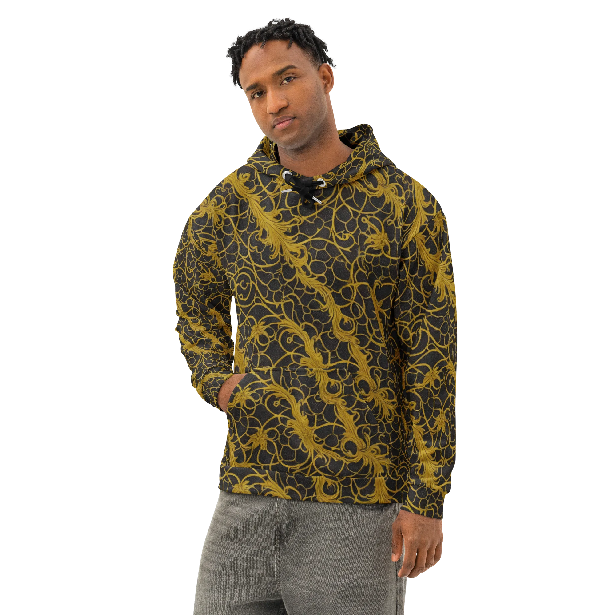 Gilded Acanthus on Cotton Hoodie — Left Front