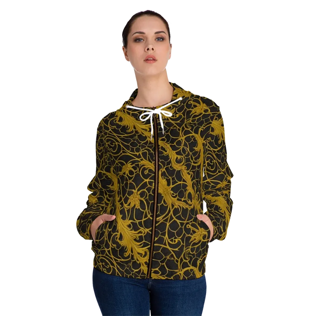 Gilded Acanthus on Women's Full-Zip Hoodie — Front On Person