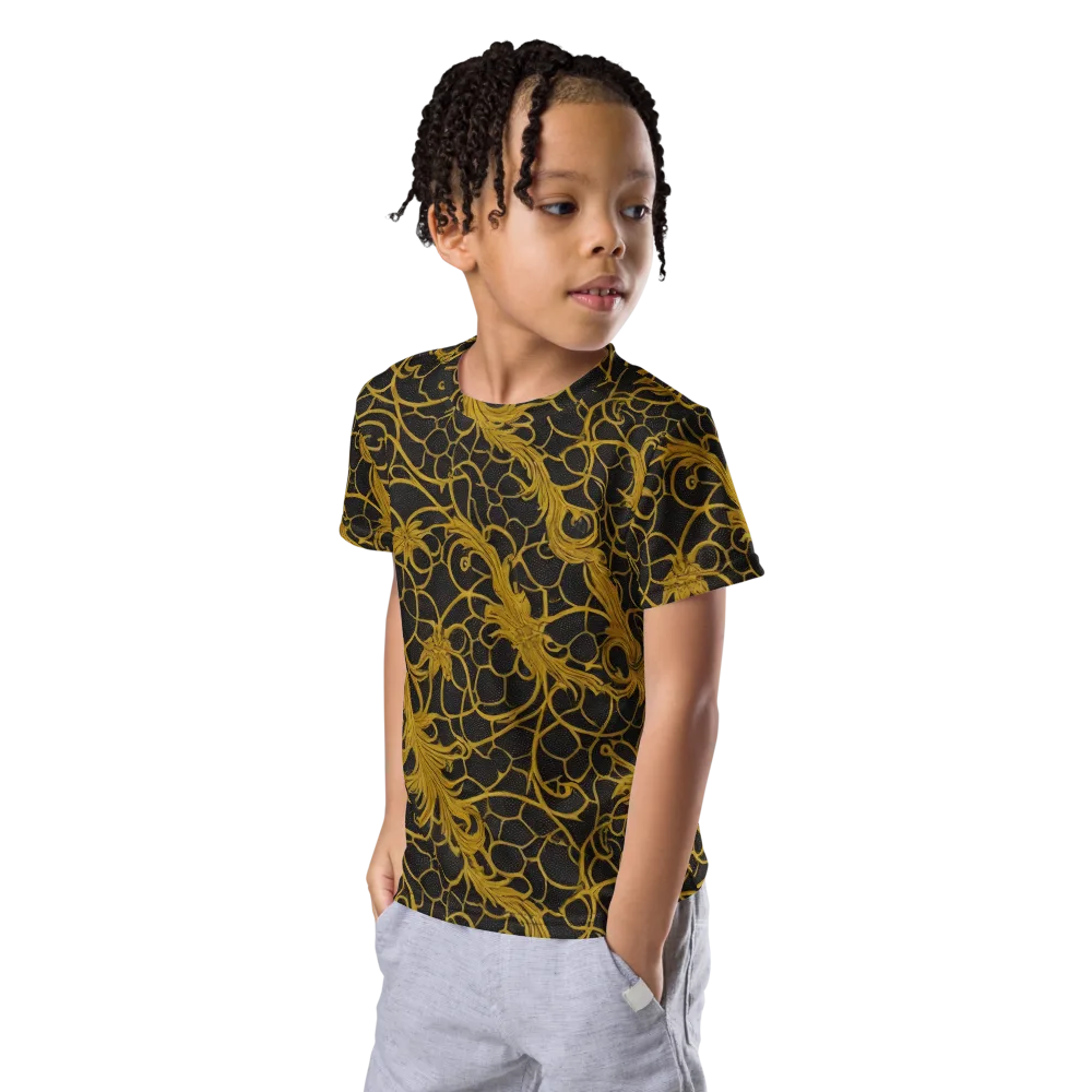 Gilded Acanthus on Kids Crew Neck T-Shirt — Left Front
