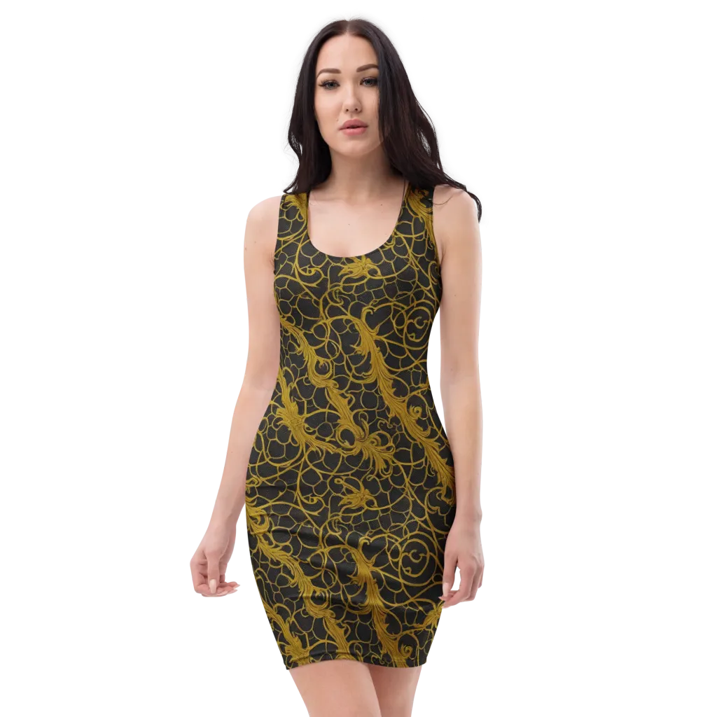 Gilded Acanthus on Bodycon Dress — Front