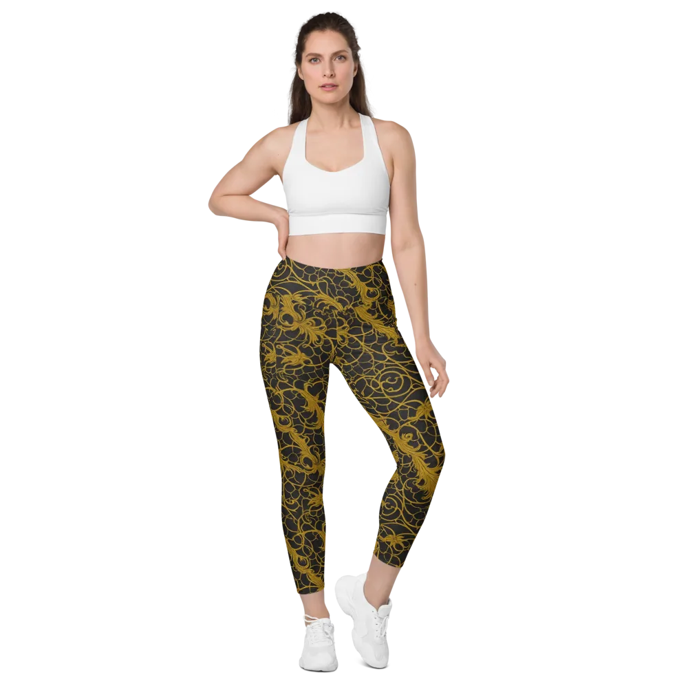 Gilded Acanthus on Leggings with Pockets — Front
