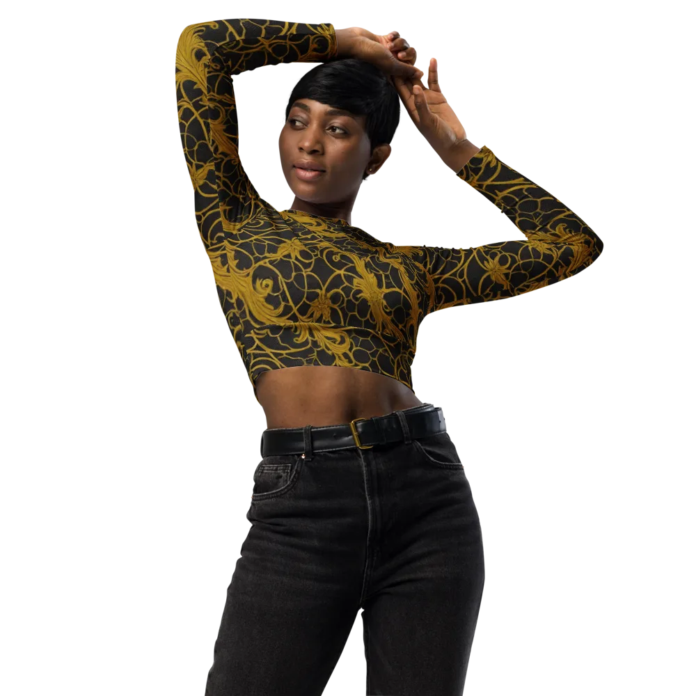 Gilded Acanthus on Long Sleeve Crop Top — Front