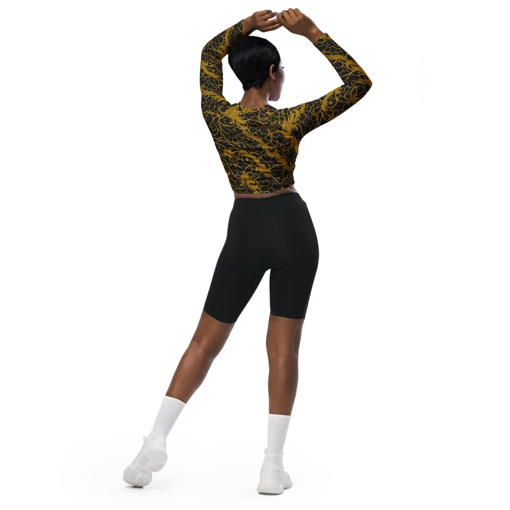 Gilded Acanthus on Long Sleeve Crop Top — Back