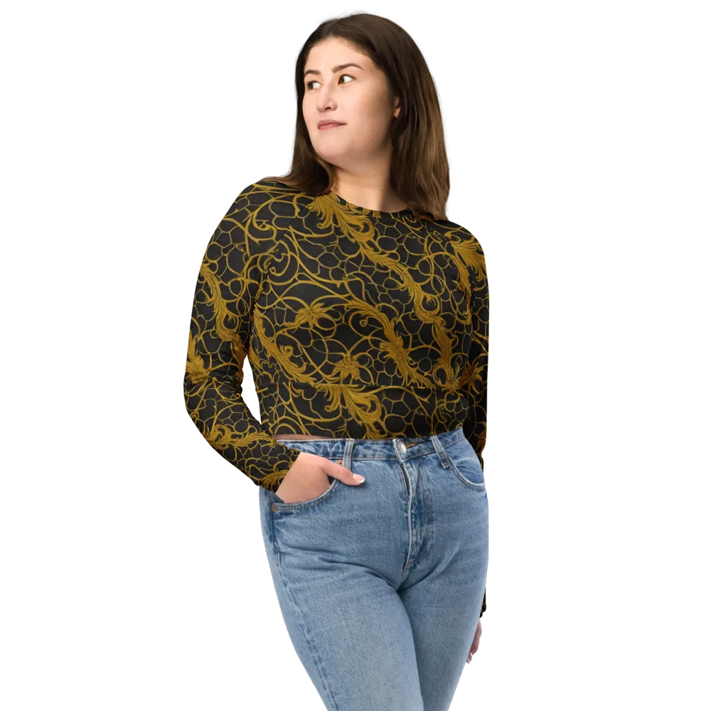 Gilded Acanthus on Long Sleeve Crop Top — Front