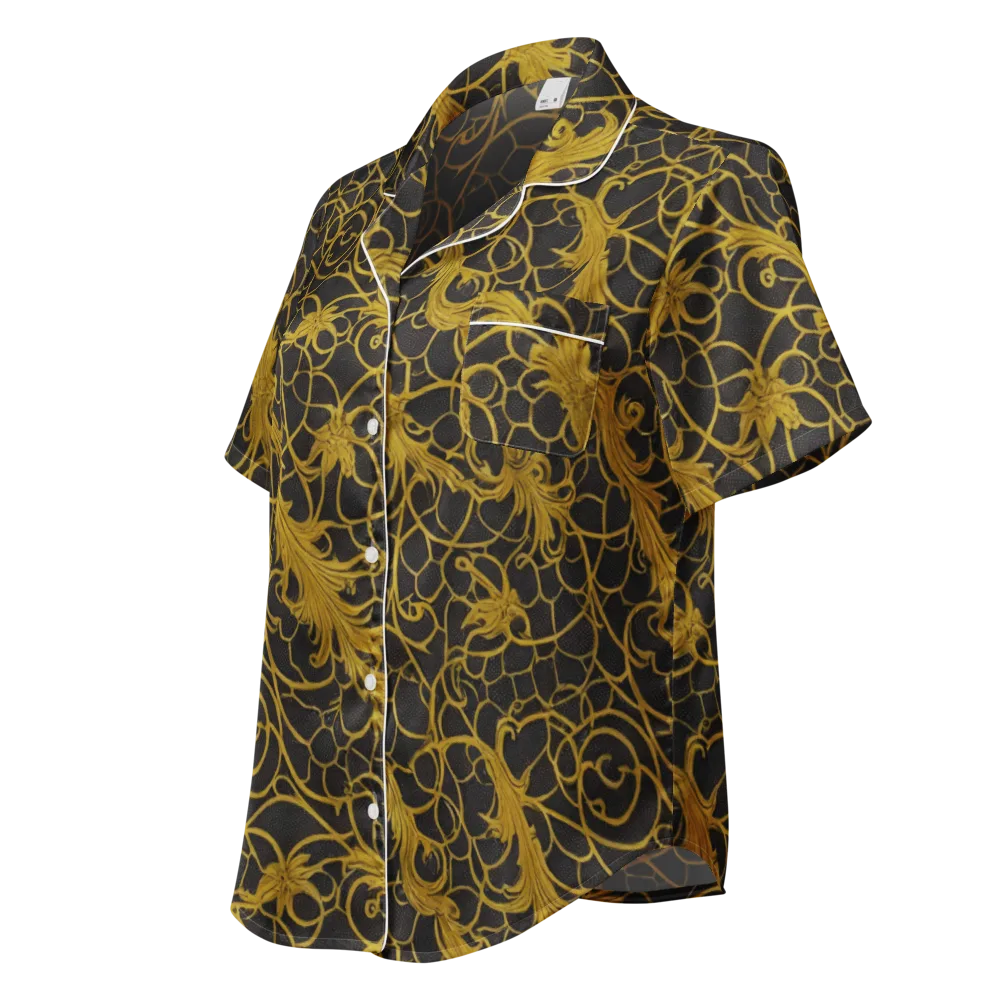 Gilded Acanthus on Women's Short Sleeve Pajama Top — Left Front