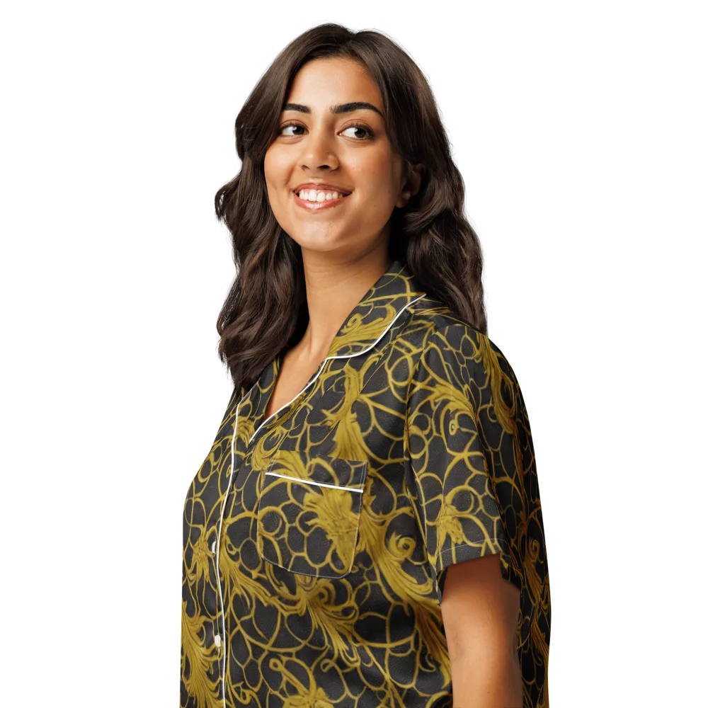 Gilded Acanthus on Women's Short Sleeve Pajama Top — Left Front