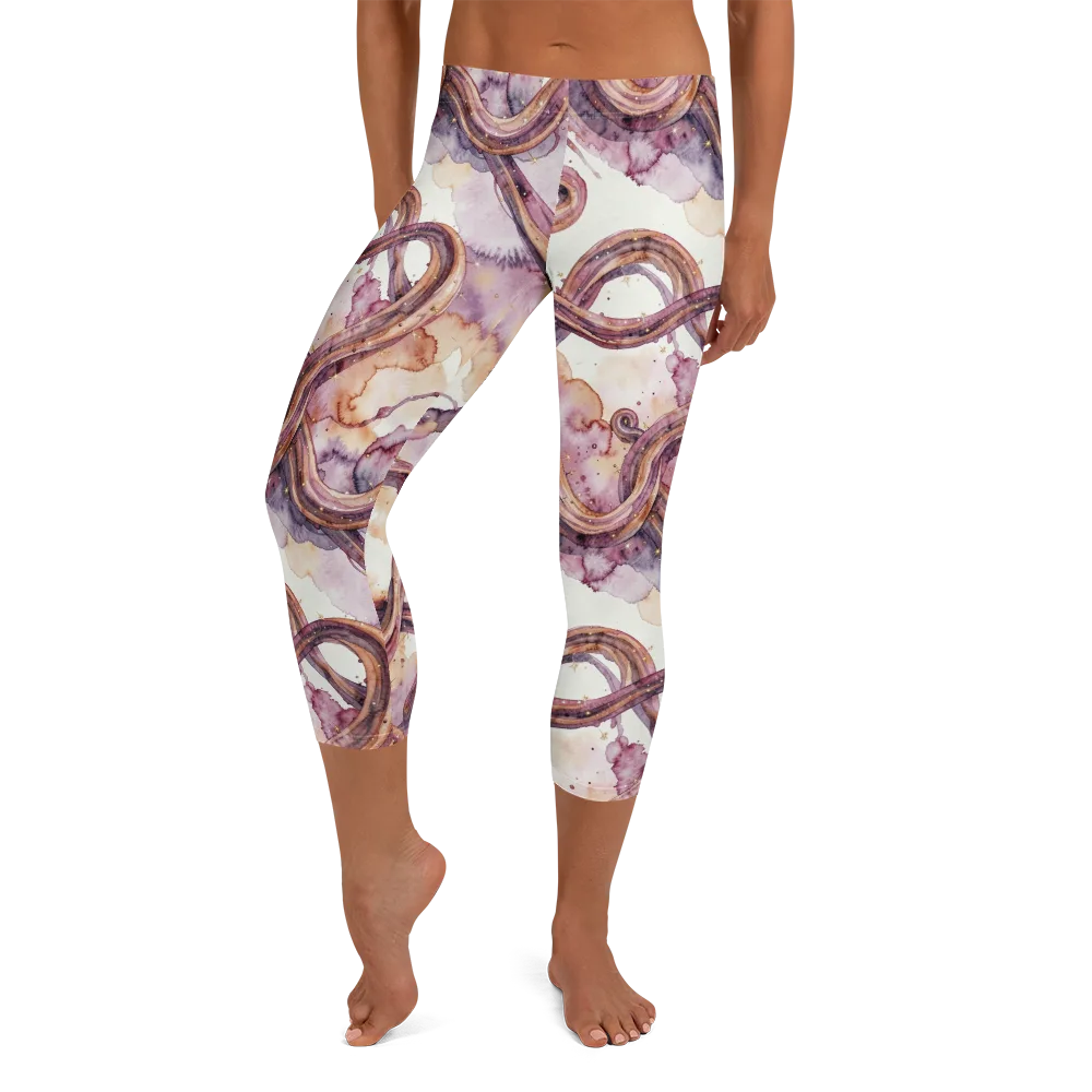 Stardust Swerve on Capri Leggings — Front