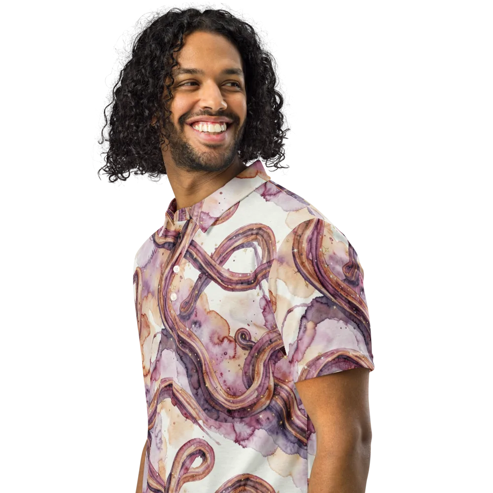 Stardust Swerve on Men's Slim Fit Polo Shirt — Left Front