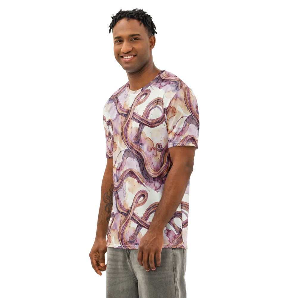 Stardust Swerve on Men's Cotton Crew Neck T-Shirt — Left Front