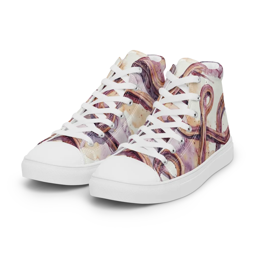 Stardust Swerve on Women's High Top Canvas Shoes — Left Front