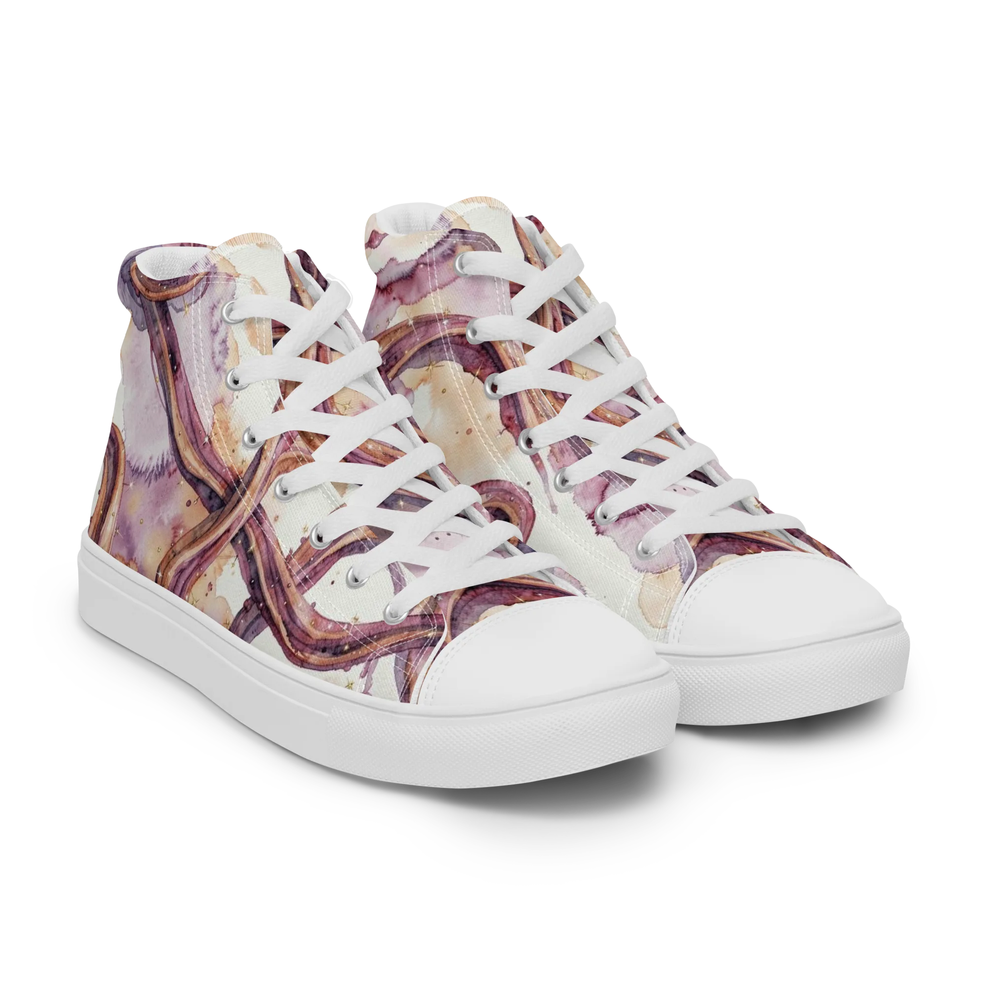 Stardust Swerve on Women's High Top Canvas Shoes — Right Front