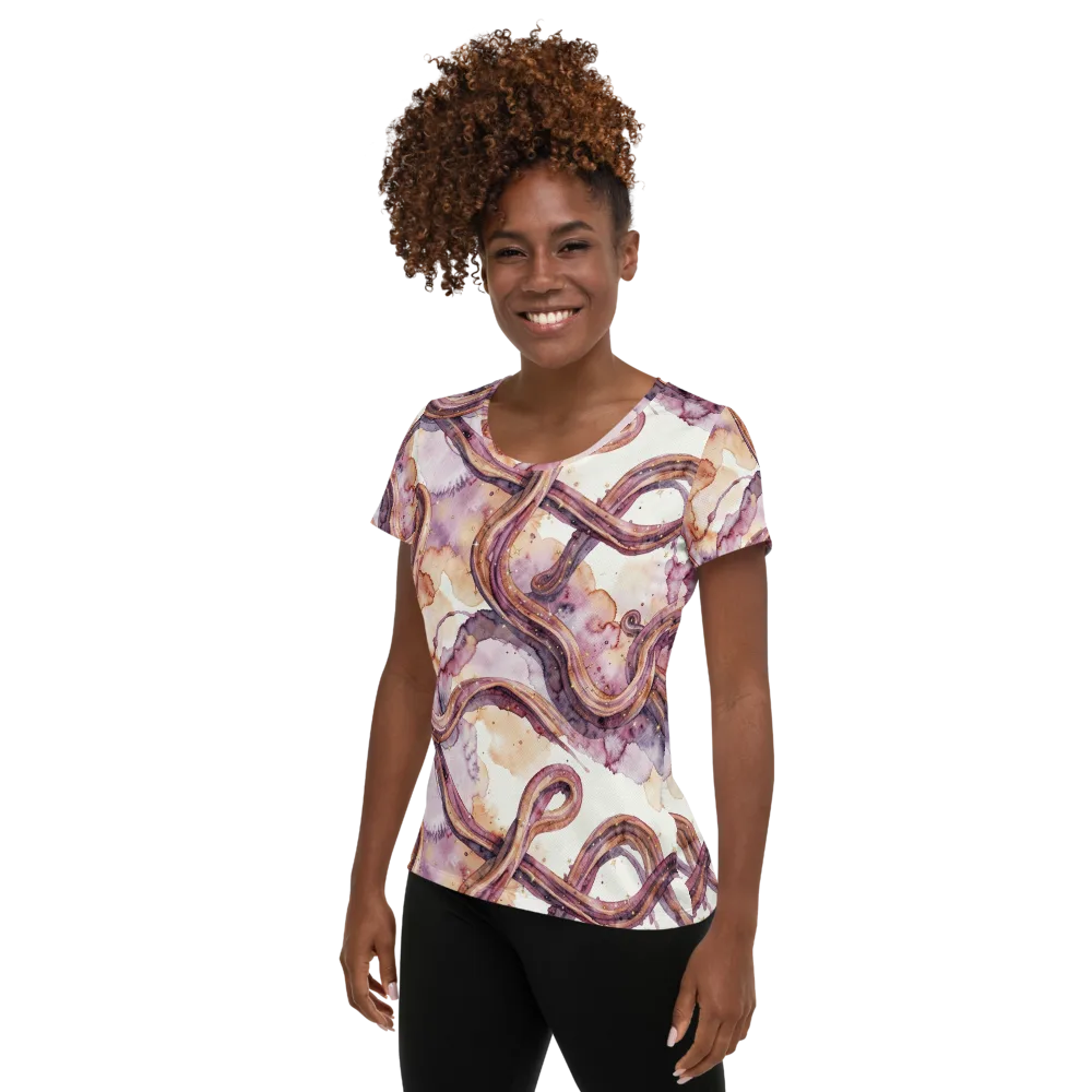 Stardust Swerve on Women's Athletic T-Shirt — Left