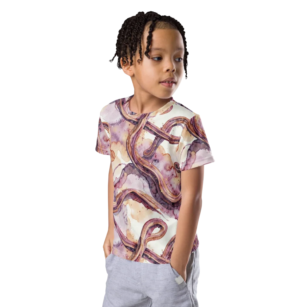 Stardust Swerve on Kids Crew Neck T-Shirt — Left Front
