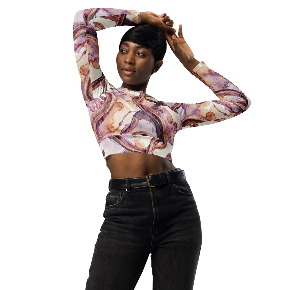 Stardust Swerve on Long Sleeve Crop Top — Front