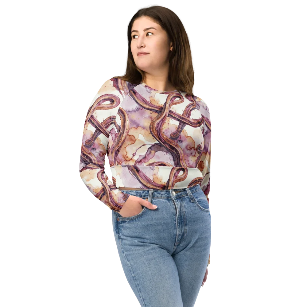Stardust Swerve on Long Sleeve Crop Top — Front